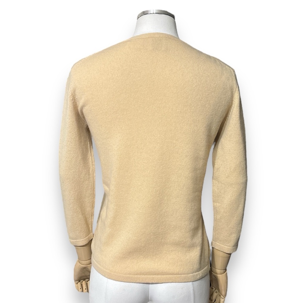 MAG by Magaschoni V-Neck 100% Cashmere 3/4 Sleeve Pullover Sweater Knit - Picture 3 of 8